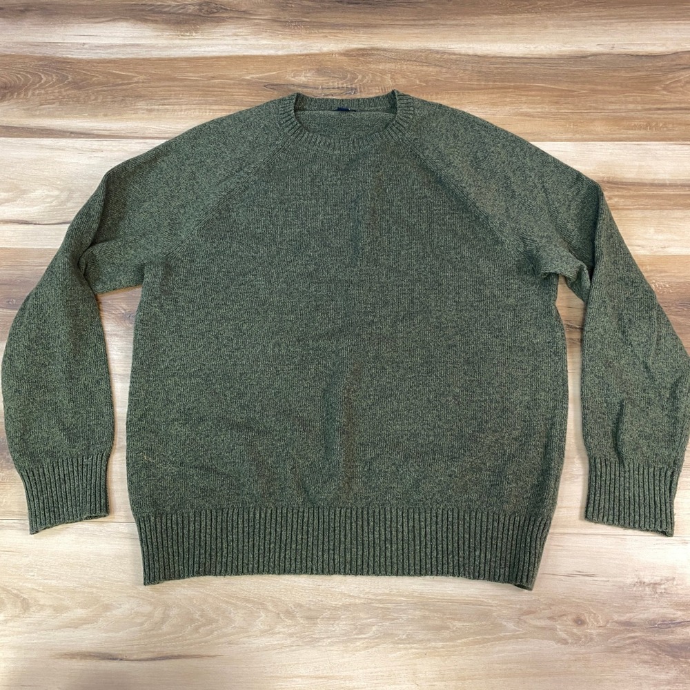 J.Crew Sweater Mens L Heritage Lambswool Blend Raglan Crewneck Green Minimalist